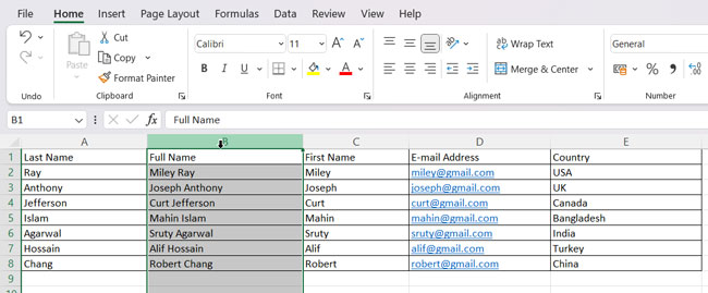 Swap Columns In Excel Method 4.3