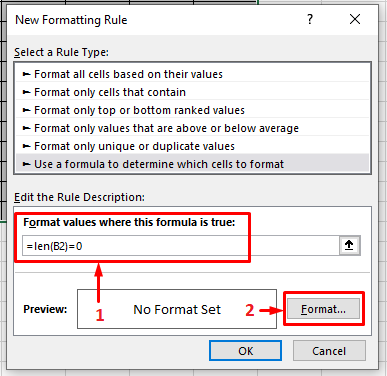Conditional Formatting with len 4