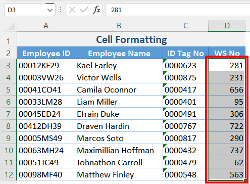 Changing Cell Formatting to Remove Zeros from the Front 4