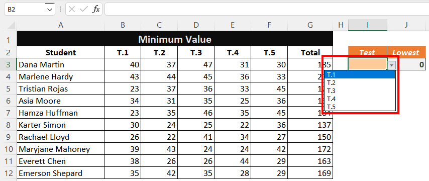 Minimum Value from an Array with Logical Function 12