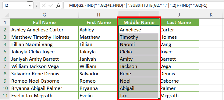 Separating Names Using Formulas 20
