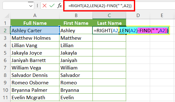 Separating Names Using Formulas 9