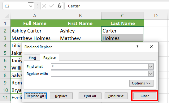 Separating with Find and Replace 14