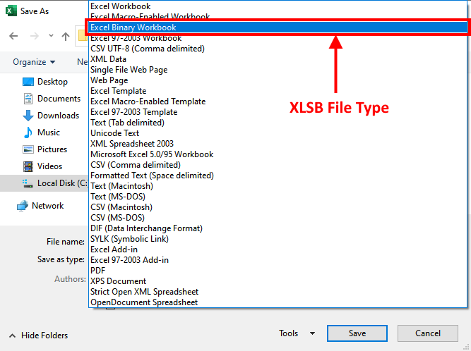 XLSB file type