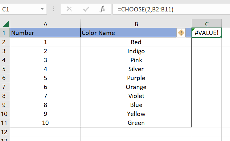 How to use Excel CHOOSE function 5