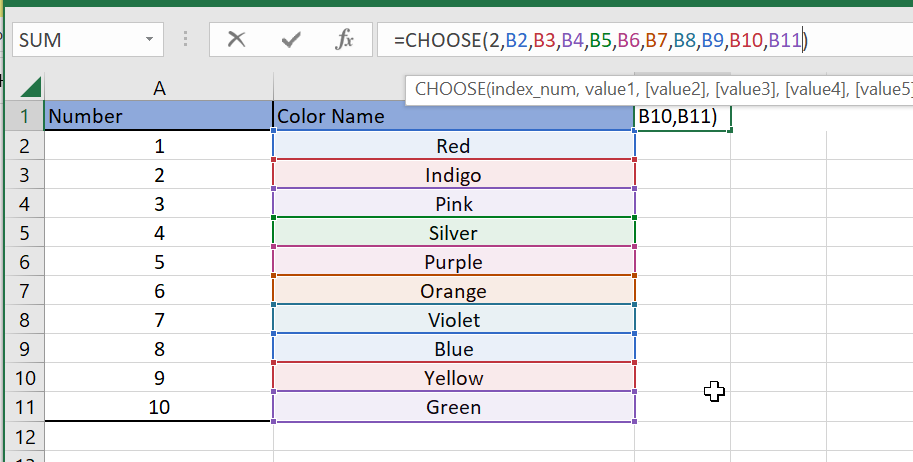 How to use Excel CHOOSE function 6