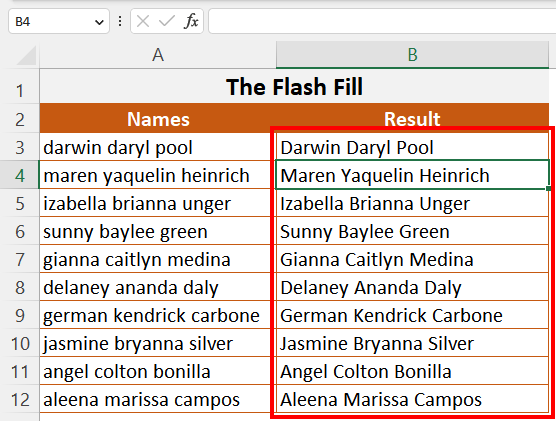 The Flash Fill or CTRL E Approach 3