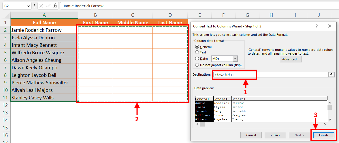 Using the Text to Columns Option 4